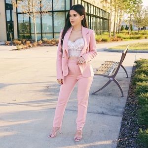 Dusty Rose Blazer Pant Suit | Two Piece Set
